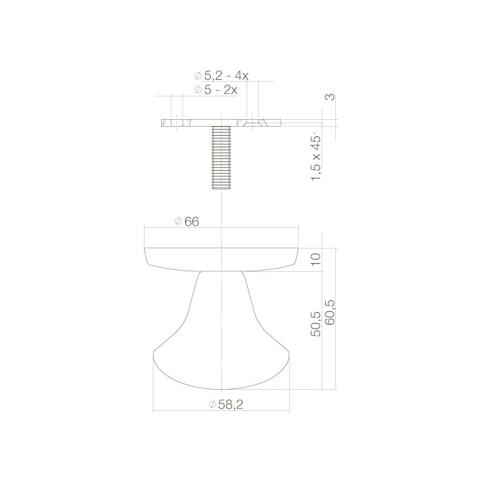Intersteel Haustürknopf feststehend Pilz einseitig montiert mattschwarz Edelstahl-304 main product photo