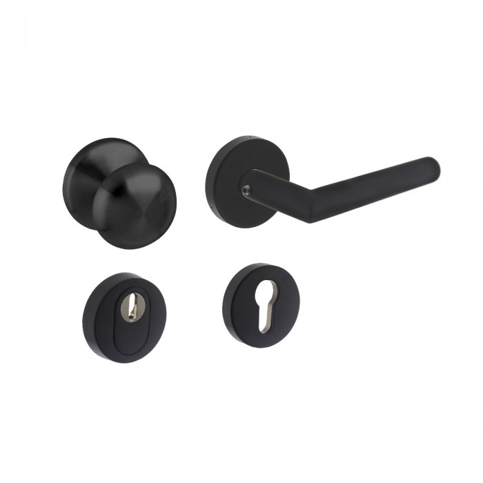 Intersteel Haustürset Sicherheitsbeschlag SKG*** rund Edelstahl schwarz main product photo