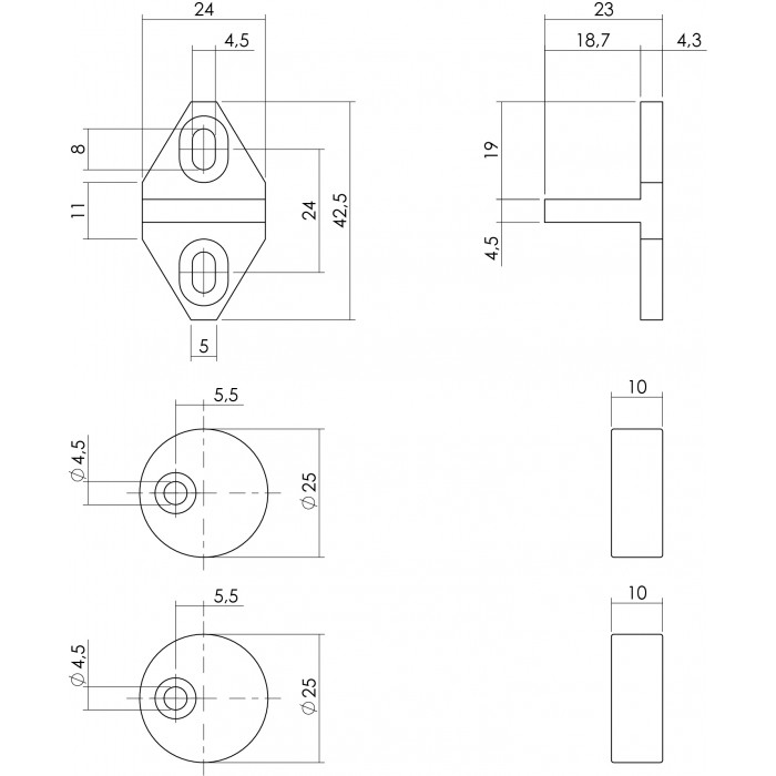 Intersteel Schiebetürsystem Führungsdistanzhalter mattschwarz main product photo