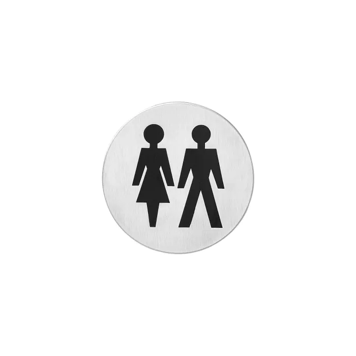 Intersteel Piktogramm Damen- und Herrentoilette selbstklebend rund Edelstahl gebürstet