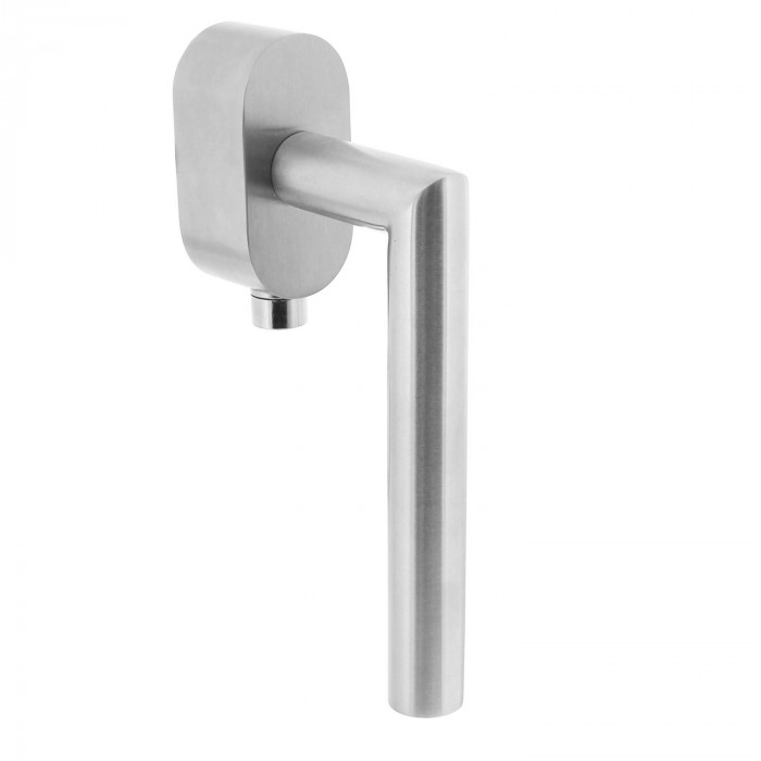 Intersteel Abschließbarer Fenstergriff Winkel 90° auf ovaler Rosette mit Stift 35mm Edelstahl gebürstet SKG*** main product photo