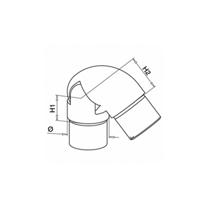 Winkelverbinder 40 bis 70 Grad für Rohr 48,3 x 2,0 mm verstellbar Edelstahl matt geschliffen Modell 0319 main product photo