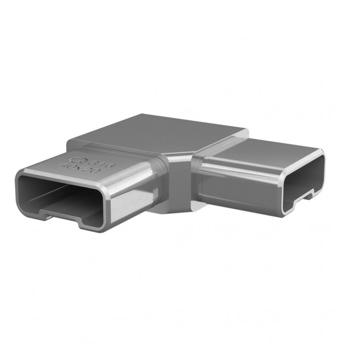 Eckverbinder für Rohr 40 x 20 x 2,0 mm fest Edelstahl matt geschliffen Modell 4301 main product photo