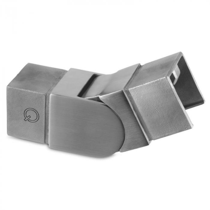 Eckverbinder 25 bis 55 Grad aufwärts für Rohr 60 x 40 mm verstellbar Edelstahl matt geschliffen Modell 6342 main product photo