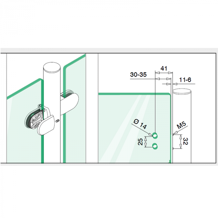 Türband flach/Glas für Glasstärke 6 - 12,76 mm Modell 0281 Edelstahl main product photo