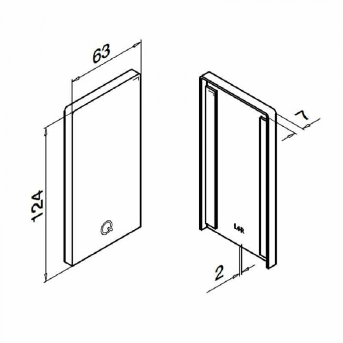 Endkappe Easy Glass Pro Aufsatzmontage 124 x 63 mm Modell 8112 Aluminium (roh) main product photo