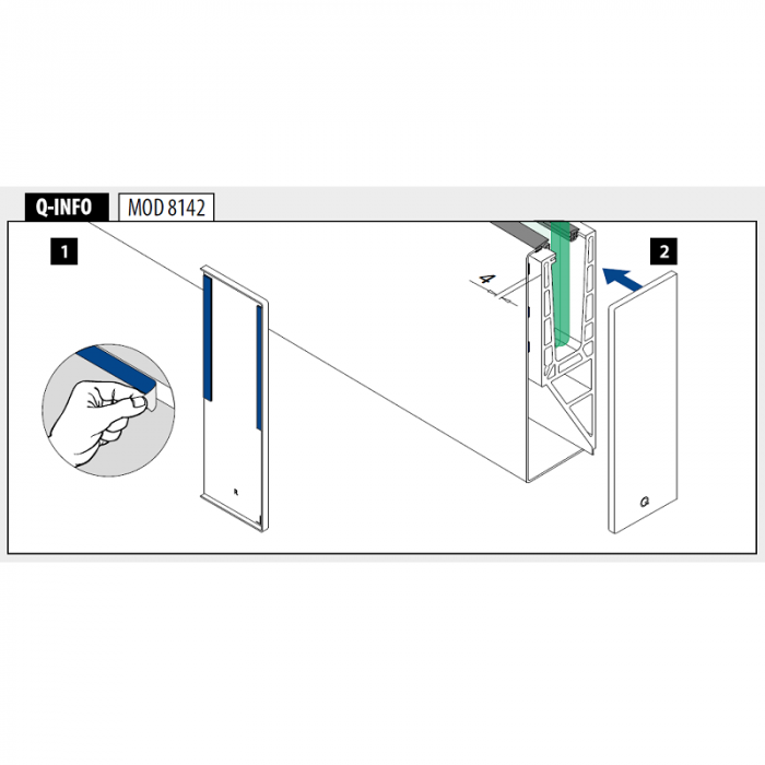 Endkappe Easy Glass Pro Seitenmontage rechts 220 x 65 mm Modell 8142 Aluminium (eloxiert) main product photo