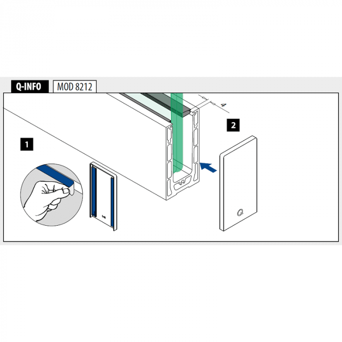 Endkappe Easy Glass Smart, Aufsatzmontage, 115 x 63,5 mm, Modell 8212, mattschwarz main product photo