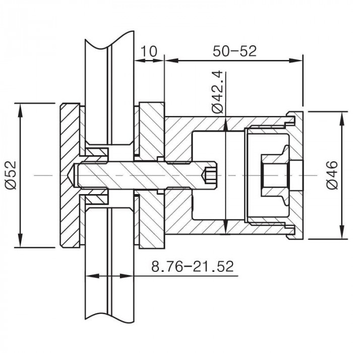 Wandhalterung verstellbar mit Glasadapter flach Ø 42,4 mm für Glasstärken 8,76 - 21,52 mm Edelstahl matt poliert main product photo