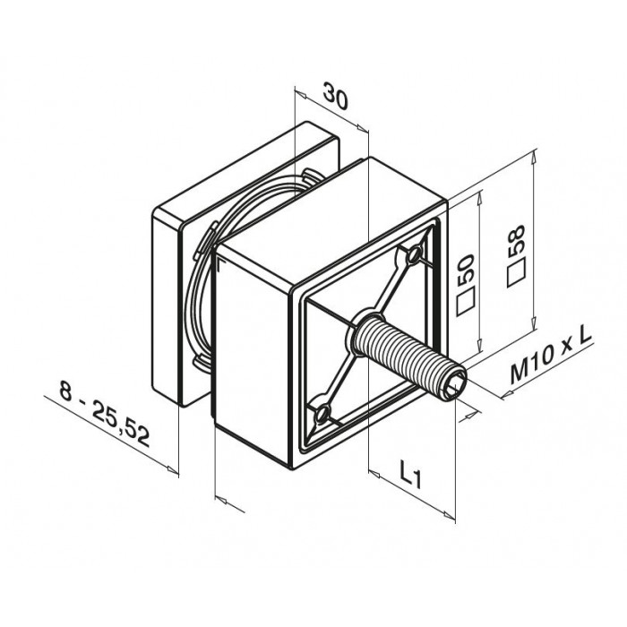 Glasadapter 58 x 58 mm flach Länge 30 mm Edelstahl glänzend poliert Modell 4747 main product photo