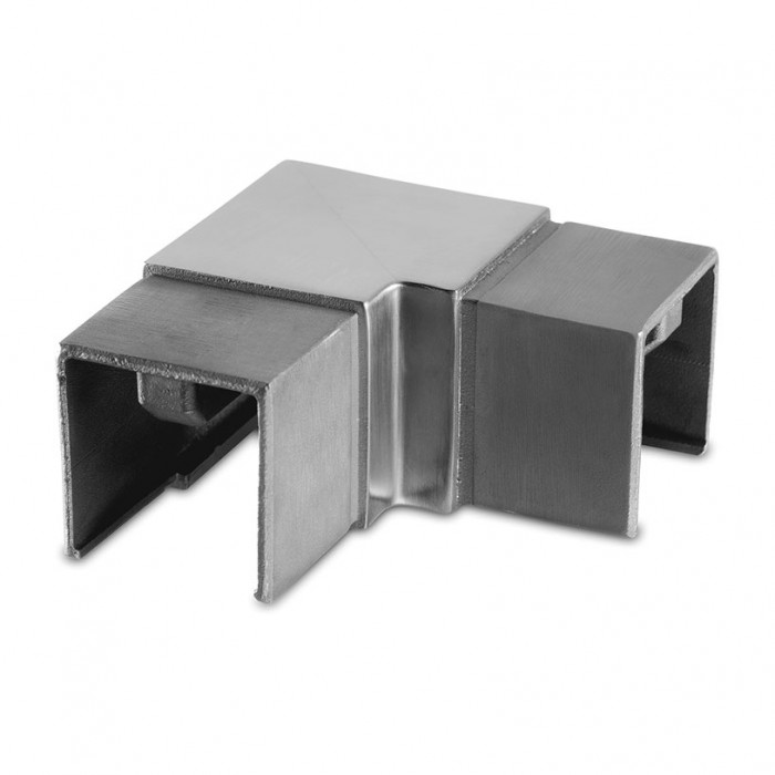 Eckverbinder für U-Profilrohr 40 x 40 mm fest Edelstahl matt geschliffen Modell 6343 main product photo