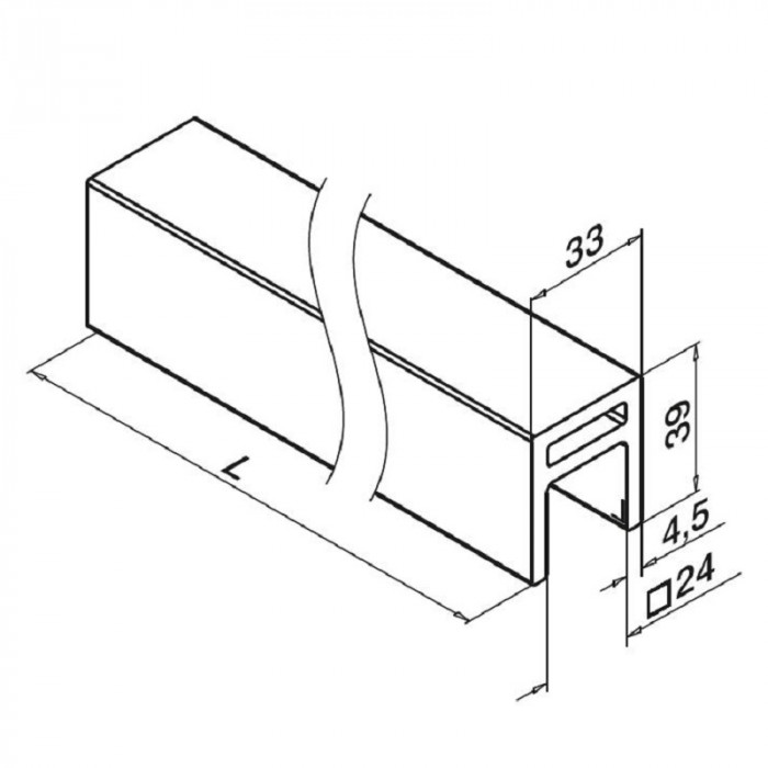 U-Profilrohr 33 x 39 x 4,5 mm Aluminium (roh) main product photo