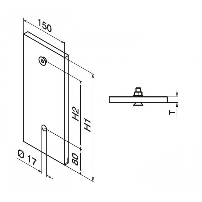 Montageplatte Easy Glass Slim, seitliche Montage, 250 x 150 mm, Modell 6951, Stahl main product photo