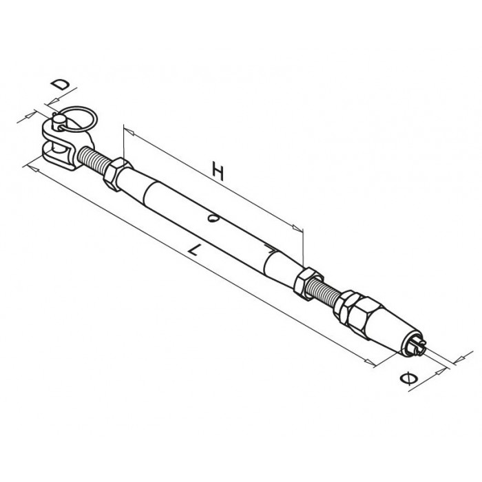 Spannschloss mit Gabelkopf für Seilsystem 3,2 mm, Modell 7250, Edelstahl main product photo