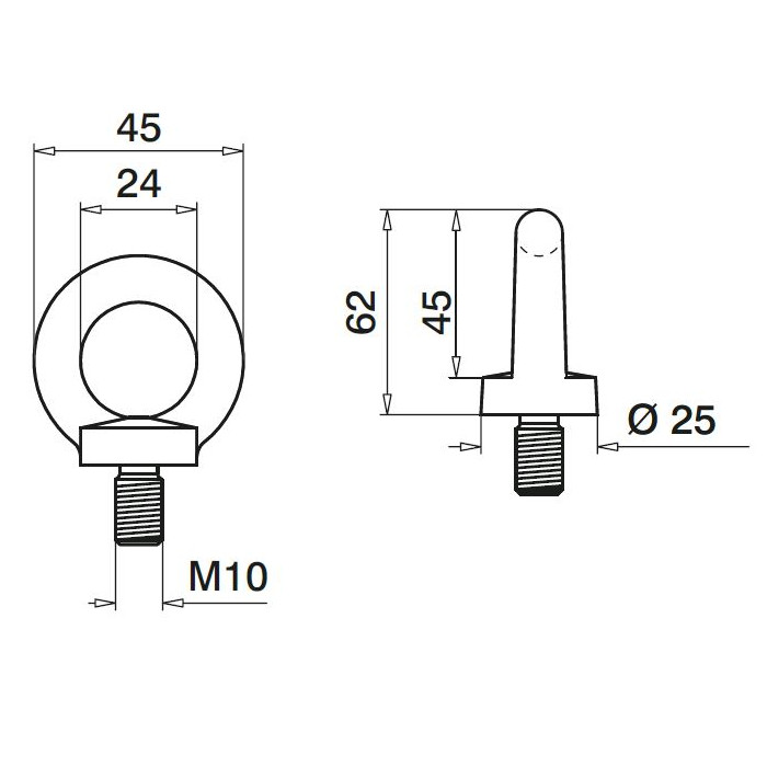 Augenschraube, Gewinde M10, Modell 7355, Edelstahl main product photo