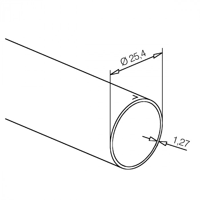 Rohr 25,4 mm (1") Edelstahl-304 (A2) Schwarz Design main product photo
