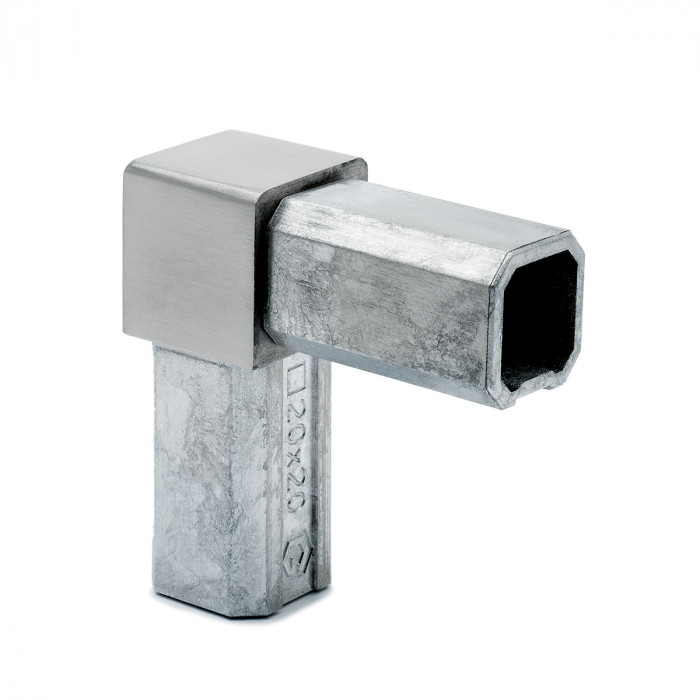 Vierkantrohrverbinder Winkel 90° Krystle für Rohr 20 x 20 mm Edelstahl matt poliert main product photo