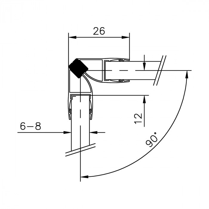 Magnetdichtung 90° für Glastür Vera transparent 6 - 8 mm main product photo