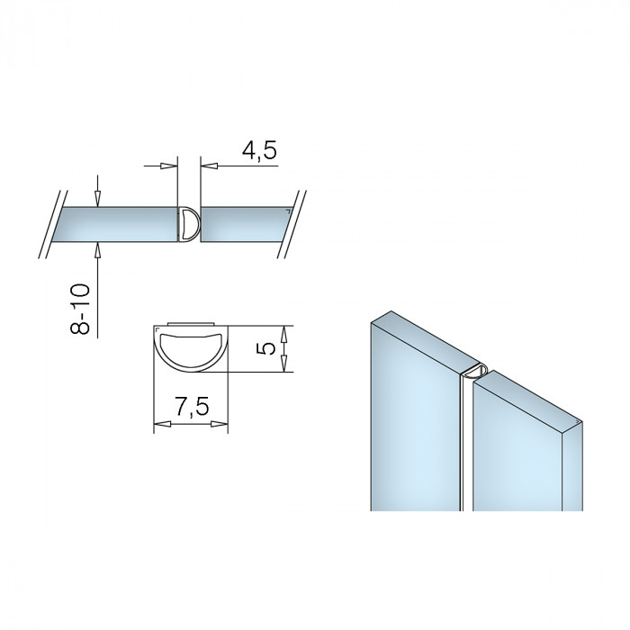 Streifdichtung für die Glashöhenkante, selbstklebend Hakima transparent main product photo