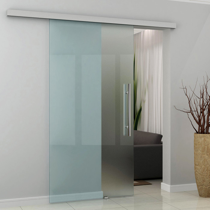 Schiebetür inkl. Dämpfeinzug und Bodenführung Sina silber matt eloxiert 2500 mm Glas / Glas main product photo