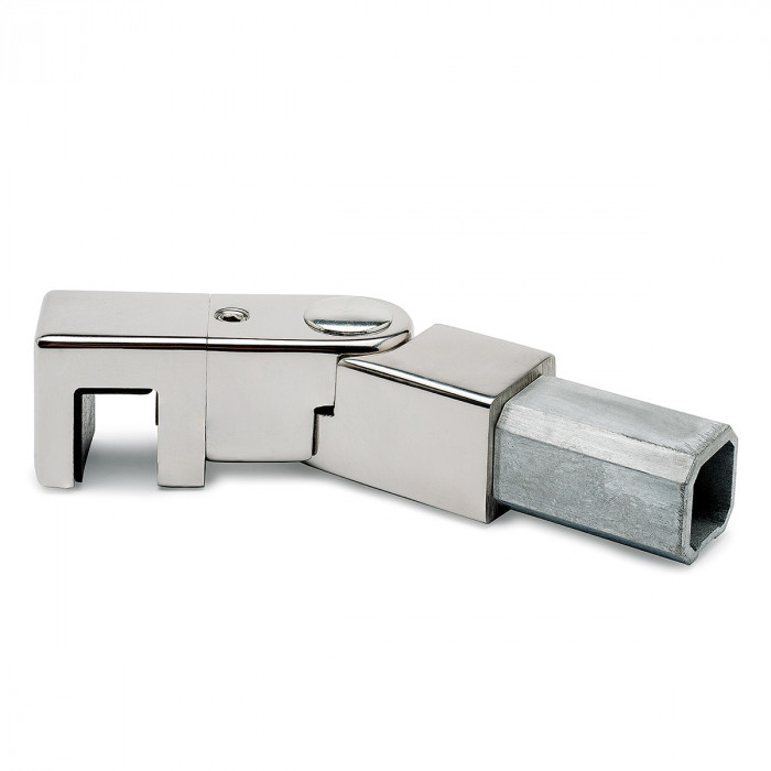 Glashalter für Vierkantrohr 20 x 20 mm, variabel Heidelind Chrom Design Material Edelstahl main product photo
