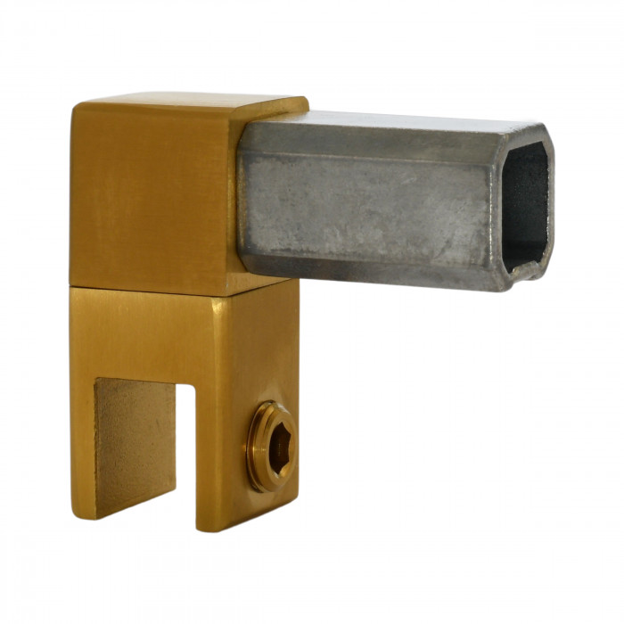 Glashalter geschlossen für Vierkantrohr 20 x 20 mm Noeki Messing matt Design main product photo
