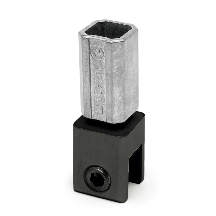 Glashalter für Vierkantrohr 20 x 20 mm, Deckenmontage Orlanda Schwarz Design main product photo