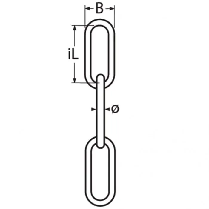 Rundstahlkette langgliedrig ähnl. DIN 5685-C 2 mm pro Meter Edelstahl-304 (A2)