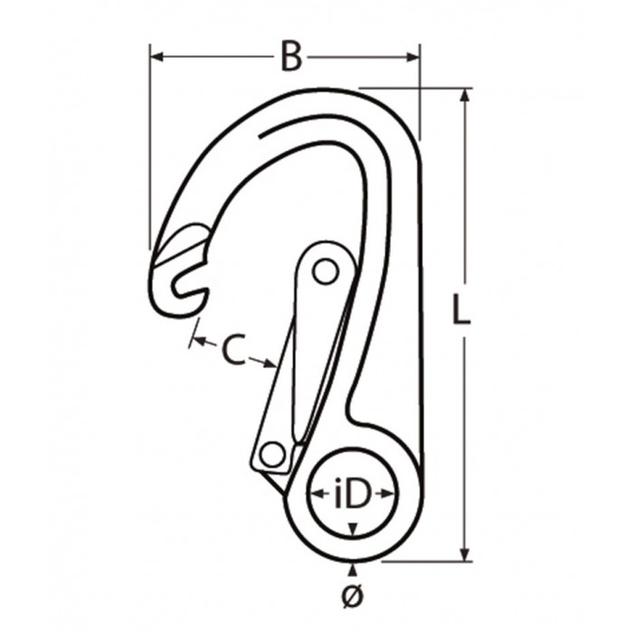 Karabinerhaken mit Sperre 110 x 62 mm Edelstahl-316 (A4) main product photo