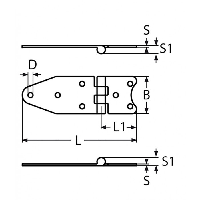 Scharnier 129 x 40 mm Typ B Edelstahl-304 (A2) main product photo