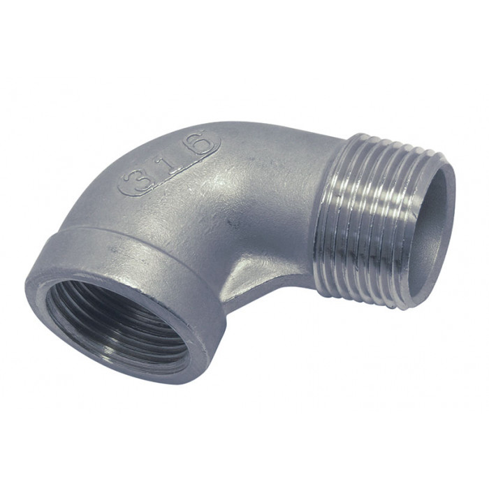 Rohrbogen mit Innen-/Außengewinde 90° 1/2" Edelstahl-316 (A4) main product photo