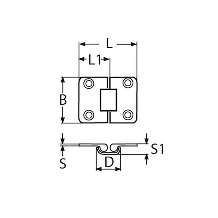 Scharnier 52 x 42 mm Edelstahl-316 (A4) main product photo