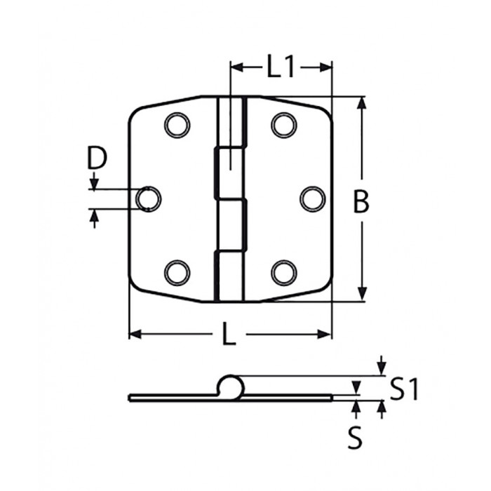 Scharnier mit Abdeckung 74 x 75 mm Edelstahl-316 (A4) main product photo
