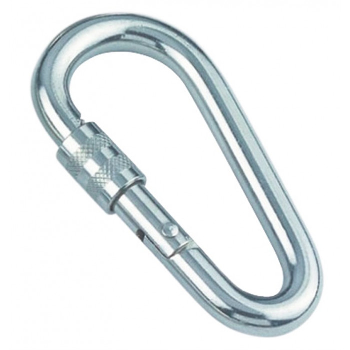 Karabinerhaken Birnenform mit Sicherheitsmutter 6 x 60 mm Edelstahl-316 (A4) main product photo