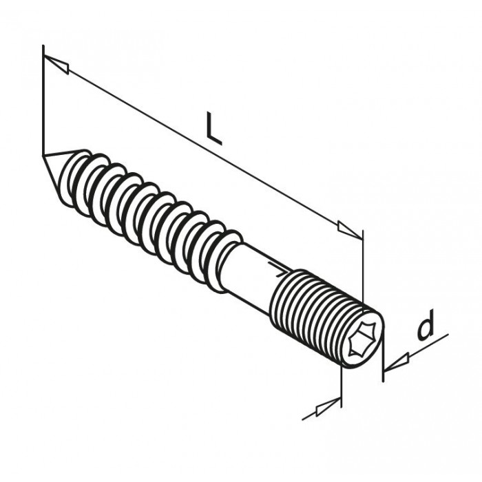 Bolzen M8 x 12 mm x 50 mm, A4-70, QS-2 Edelstahl-316 main product photo