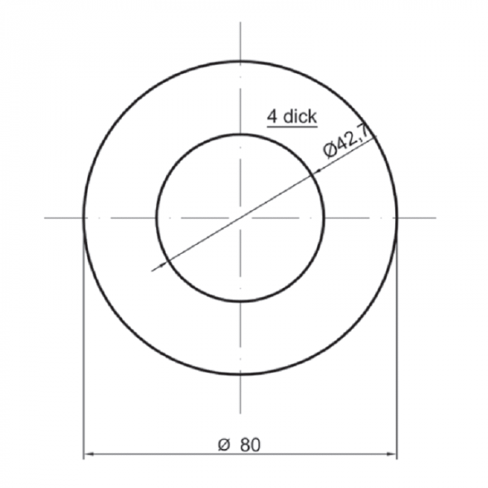 Scheibe Ø 80 x 4,0 mm Loch Ø 42,4 m Edelstahl matt geschliffen main product photo