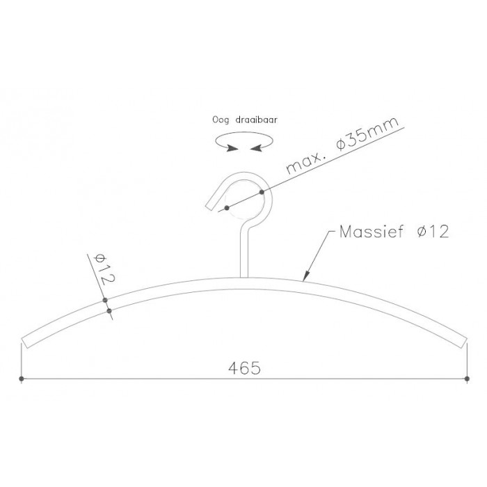 Kleiderbügel 12 mm, offene, drehbare Öse, Edelstahl main product photo