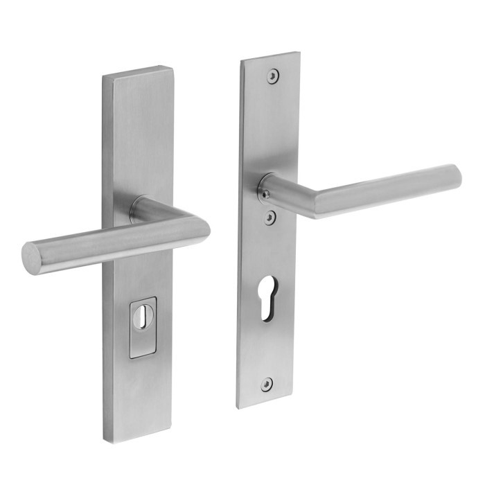 Intersteel Sicherheitsbeschlag SKG*** mit Zylinderloch 72 mm rechteckig Edelstahl gebürstet main product photo