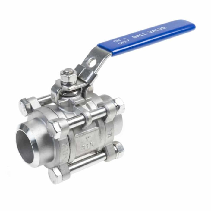 Kugelhahn 3-teilig mit vollem Durchgang und Schweißende, 1/4 Zoll Edelstahl-316 (A4) main product photo