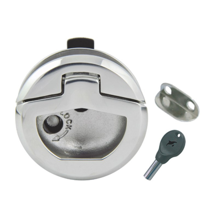 Einlassgriff 57 mm rund mit Schloss Edelstahl-316 (A4) main product photo