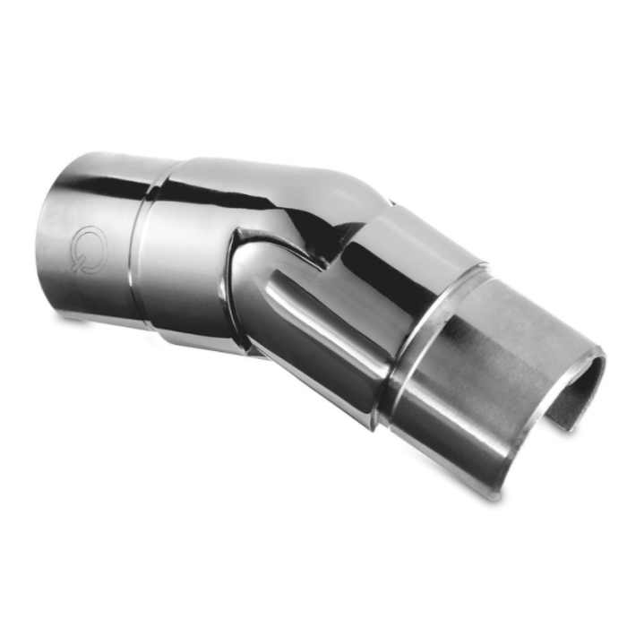 Eckverbinder variabel (25°-55°) nach unten 40 x 40 mm verstellbar Edelstahl glänzend poliert Modell 6302 main product photo