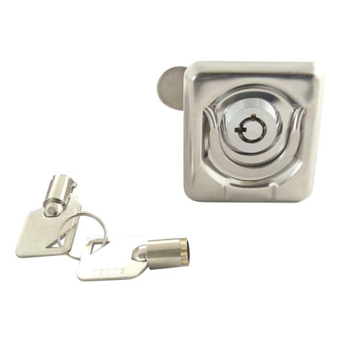 Einlassgriff mit Schloss 50 x 55 mm Edelstahl-304 (A2) main product photo