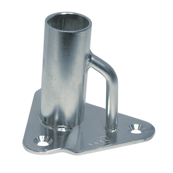 Relingfuß mit Dreiecksplatte erhöht 3° für Rohr 25 mm Edelstahl-316 (A4) main product photo