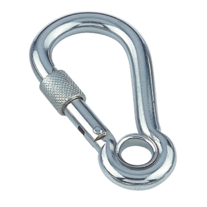 Karabinerhaken mit Sicherheitsmutter und Kausche 6 x 60 mm Edelstahl-316 (A4) main product photo