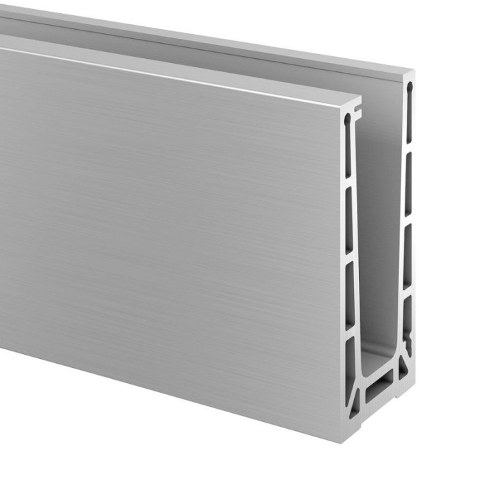 Easy Glass Pro Bodenprofil, Aufsatzmontage, Länge 5000 mm, Modell 8110, Aluminium (roh) main product photo