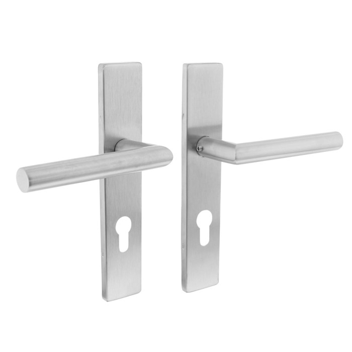 Intersteel Türgriff Winkel 90° auf rechteckigem Schildprofil Zylinderloch 72 mm Edelstahl gebürstet main product photo