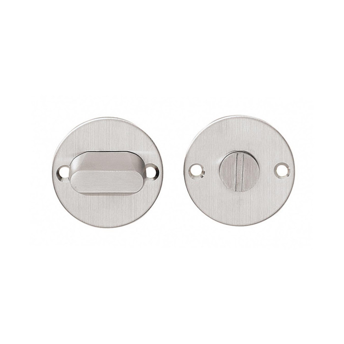 Intersteel Rosette rund flach 50 mm Toiletten-/Badezimmerschloss ohne Fenster mit 8 mm Stift gebürstetem Edelstahl main product photo