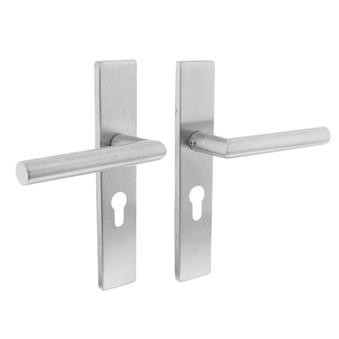 Intersteel Türgriff Winkel 90° auf rechteckigem Schildprofil Zylinderloch 55 mm Edelstahl gebürstet main product photo