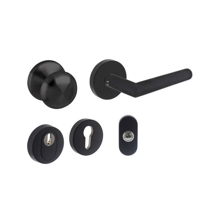 Intersteel Basic Haustürset Sicherheitsbeschlag SKG*** rund Edelstahl schwarz mit Zylinderschutz main product photo
