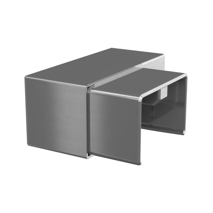 Wandflansch 90 Grad links für U-Profilrohr 60 x 40 mm fest Edelstahl matt geschliffen Modell 6508 main product photo